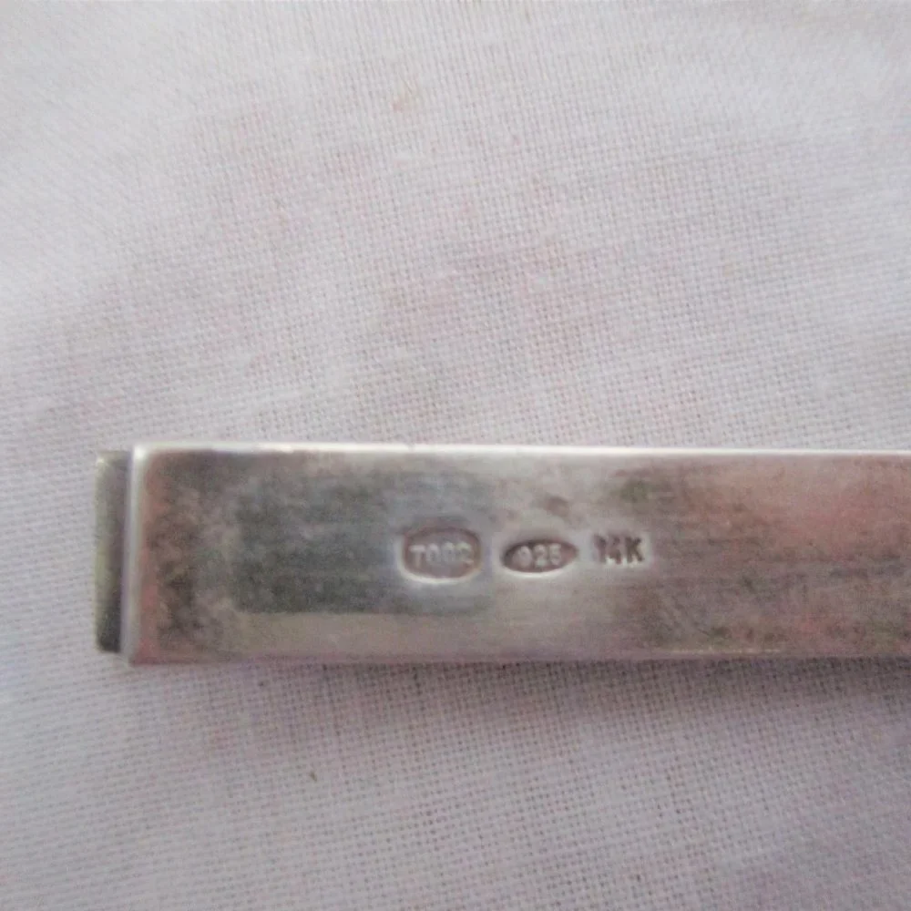 Signed 14K GOLD and 925 STERLING SILVER Heavy TIE MONEY CLIP WOW